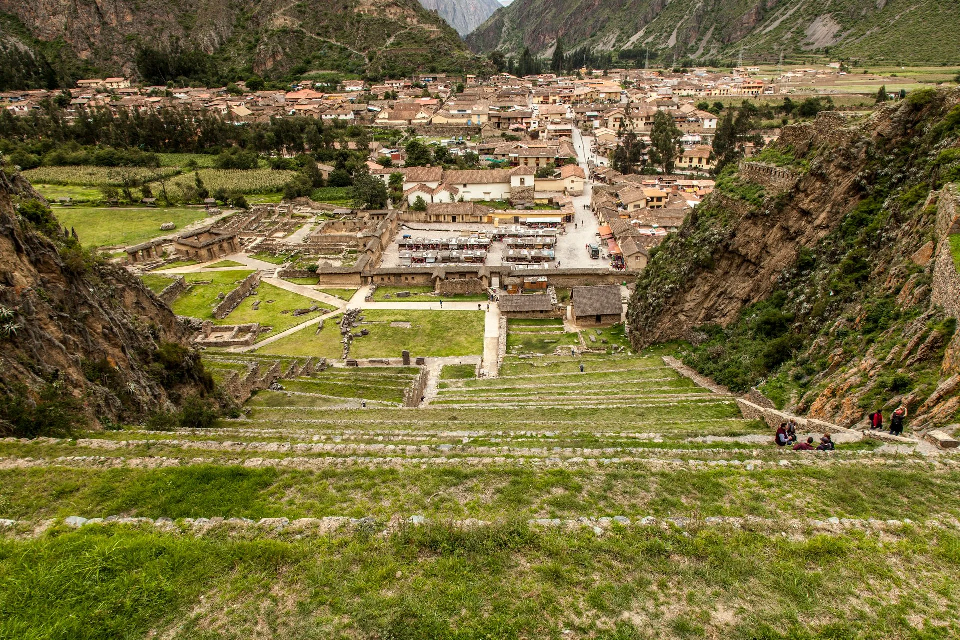 Ollantaytambo fortress terraces and temple