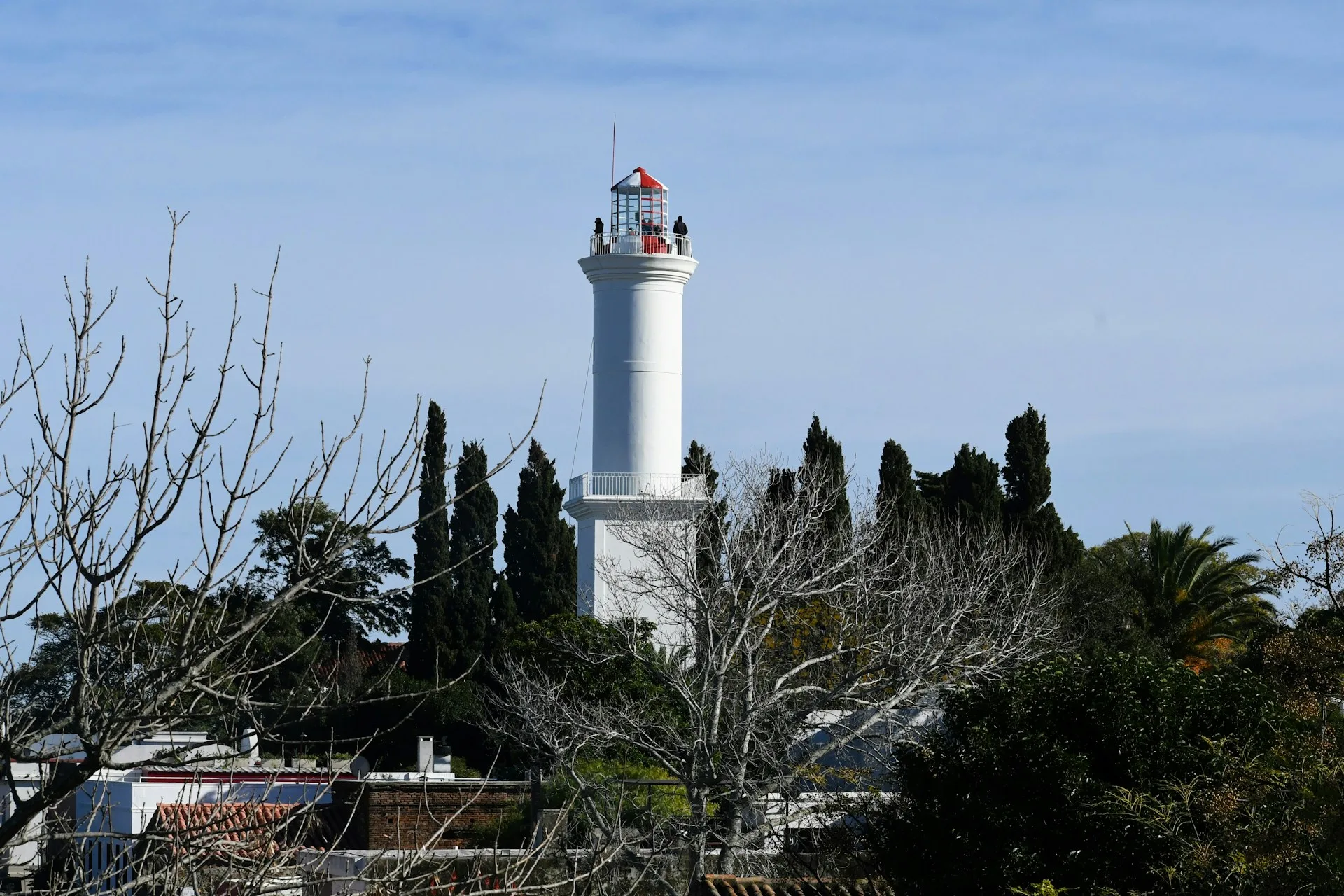 Historic lighthouse overlooking Colonia del Sacramento colorful streets
