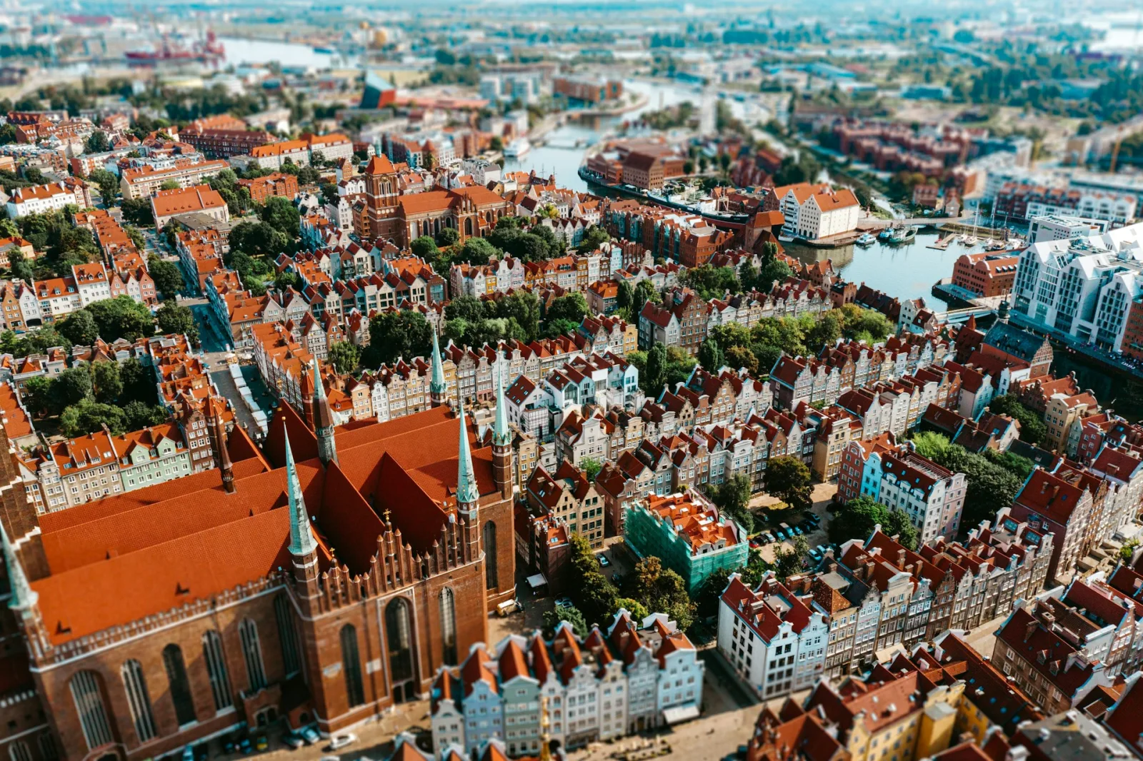 Gdańsk Long Market with colorful historic merchant houses and Neptune Fountain