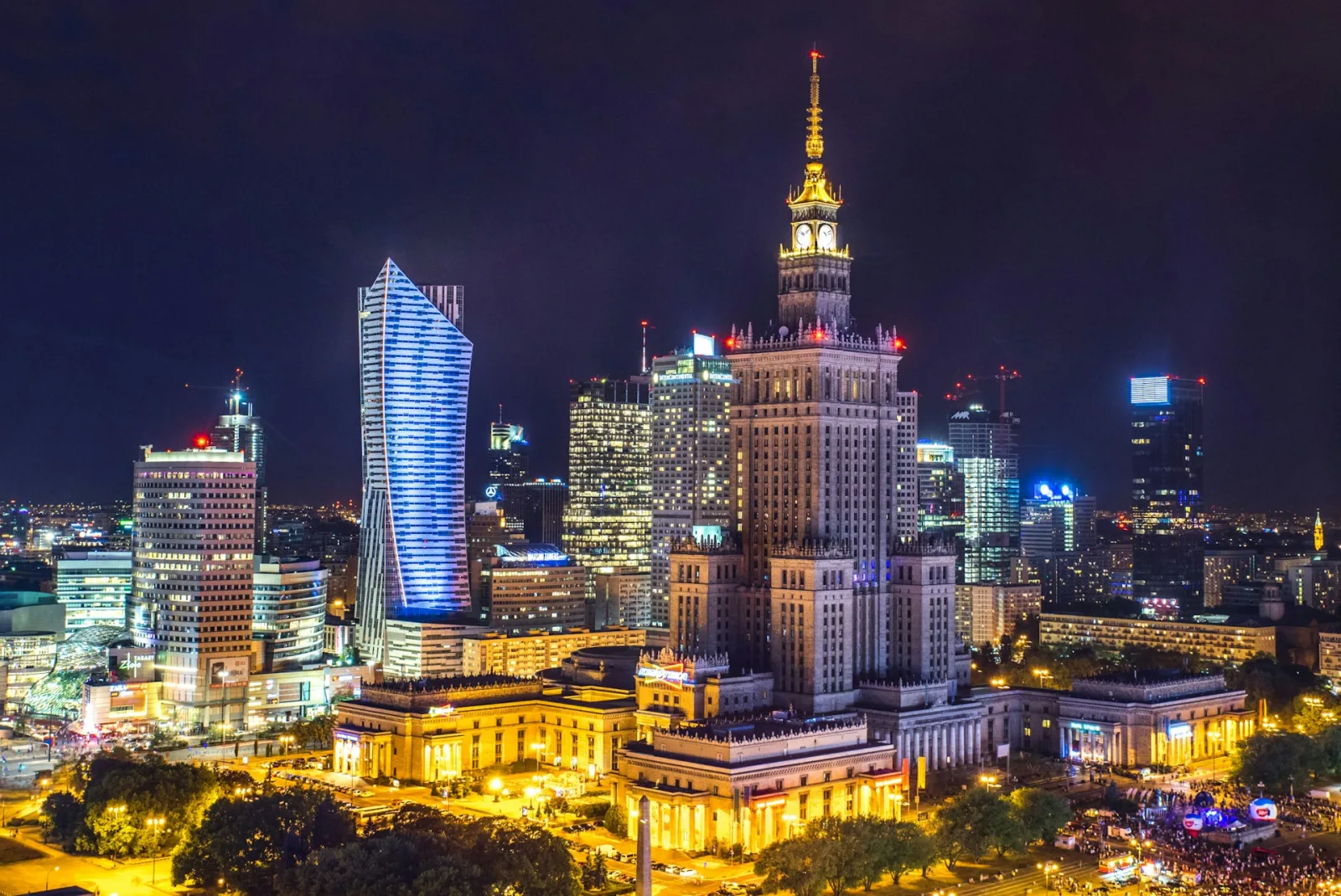 Warsaw Old Town colorful historic architecture with Royal Castle and cobblestone streets